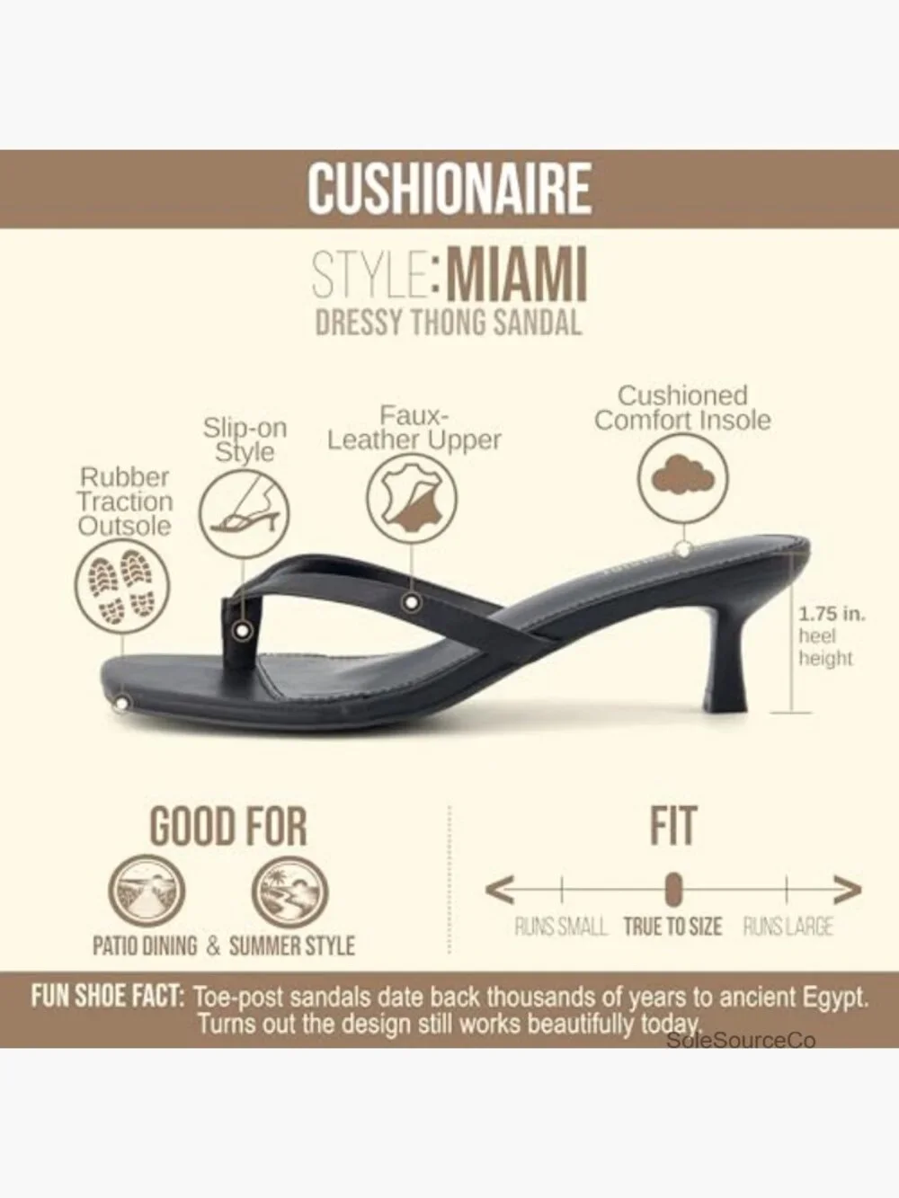 Kitten Heel Thong Sandals - Memory Foam, Slip On Dressy Heels